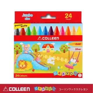 COLLEEN Crayon สีเทียน ปลอดภัยสำหรับเด็ก จัมโบ้ 8,12,16, 24 สี ได้รับมาตรฐาน มอก.แถมสมุดระบายสีเสริมทักษะเด็ก