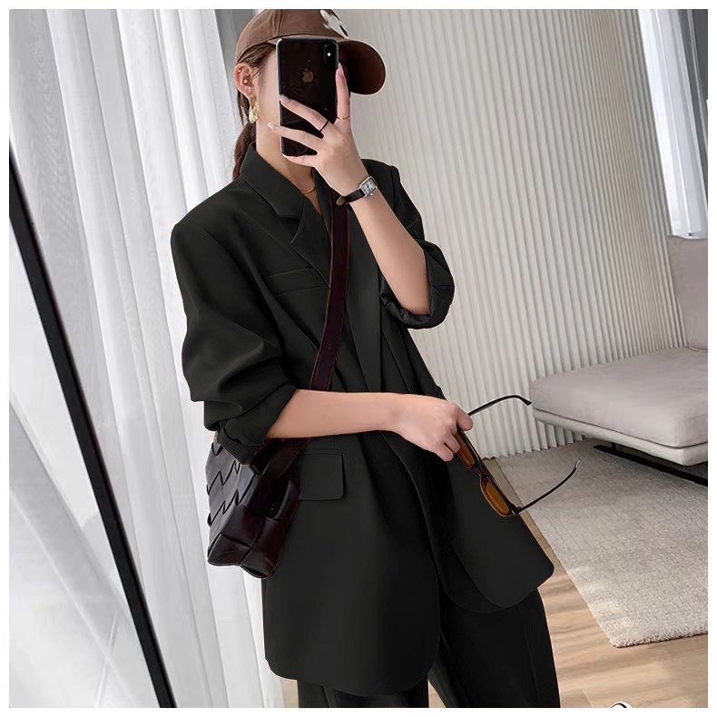 SUIT-21 เซ็ตสูทผู้หญิง สไตล์เกาหลี ทรงใหญ่ใส่สวย (ขายยกเซ็ต)  เซ็ตสูทแฟชั่น เบลเซอร์ ใส่ทำงาน ราคา ถูกที่สุด ดีลบีเคเค แกลเลอรีภาพที่ 9