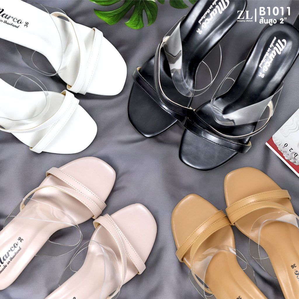 รองเท้าส้นแก้ว แบรนด์ Marco รุ่น B1010 ส้นสูง 2นิ้ว ผ้าแก้วตอนเดียว ผลิตจากวัสดุเกรดดี ไซส์ 36-45