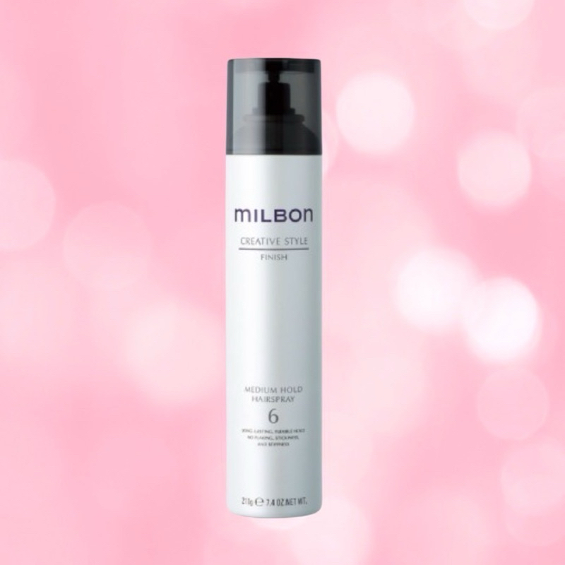 MILBON CREATIVE STYLE MEDIUM HOLD HAIRSRAY 6 210 ML.สเปรย์ล็อคทรงผมได้ดั่งใจ ด้วยชั้นฟิล์มทรงพลัง ช่วยล็อคให้อยู่ทรงนาน