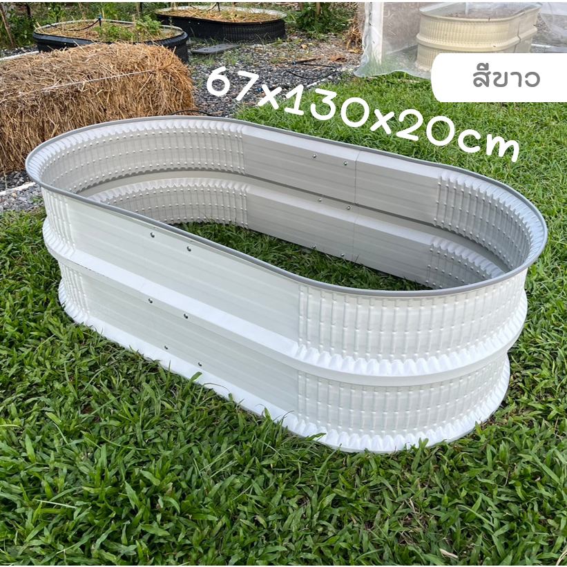 [ขนาดใหญ่ขึ้น]กระบะปลูกผักสีขาว67x130x40cm กระบะเมทัลชีท กระบะปลูกดอกไม้ กระบะปลูกต้นไม้