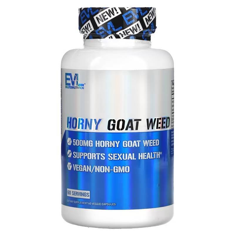 สารสกัดหญ้าแพะหงี่, EVLution Nutrition, Horny Goat Weed, 500 mg , 60 Veggie Capsules