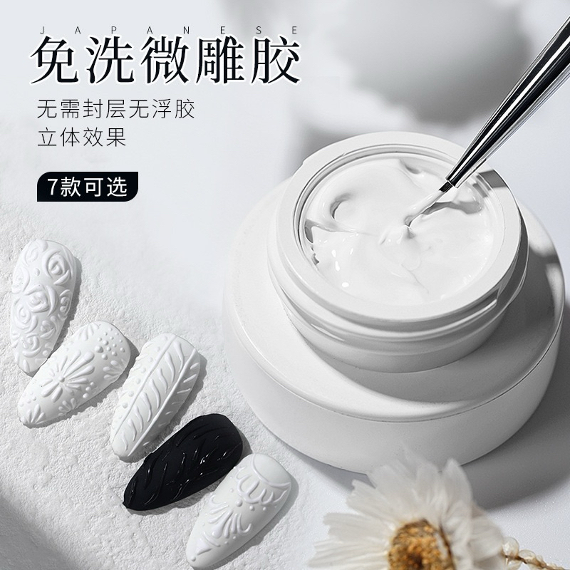 🇹🇭Cowsar เจลเพ้นท์เล็บ สำหรัยเพ้นท์ลายนูน วาดลายเส้นสีขาว สีดำ สามารถขัดผงทับได้