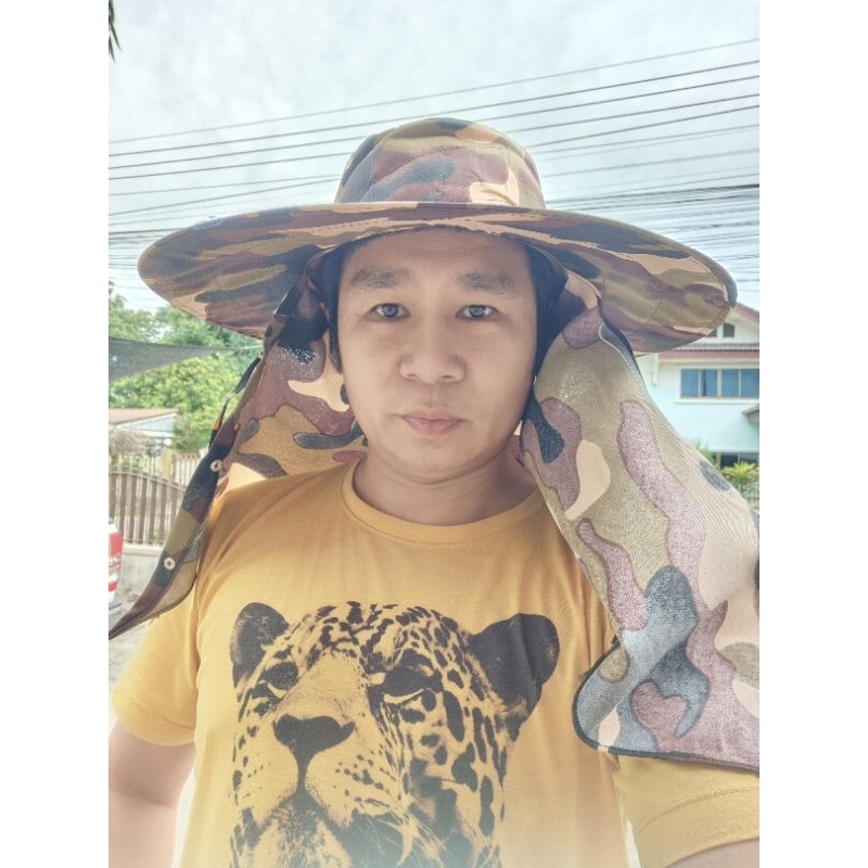 หมวกลายทหาร หมวกใบใหญ่ หมวกกันแดด หมวกกว้าง17นิ้ว