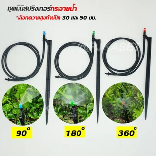 ชุดมินิสปริงเกอร์ กระจายน้ำ 90 180 360 องศา พร้อมขาปัก 30ซม. และ50 ซม. พร้อมสายไมโครยาว 1 ม.