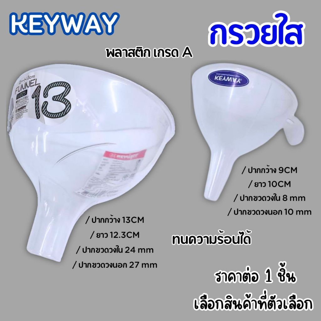 กรวยใส กรวยกรอกน้ำ พลาสติก กรวยน้ำ กรอกอาหาร กรวยน้ำมัน มีหูจับ Food grade ทนความร้อนได้  KEYWAY WN
