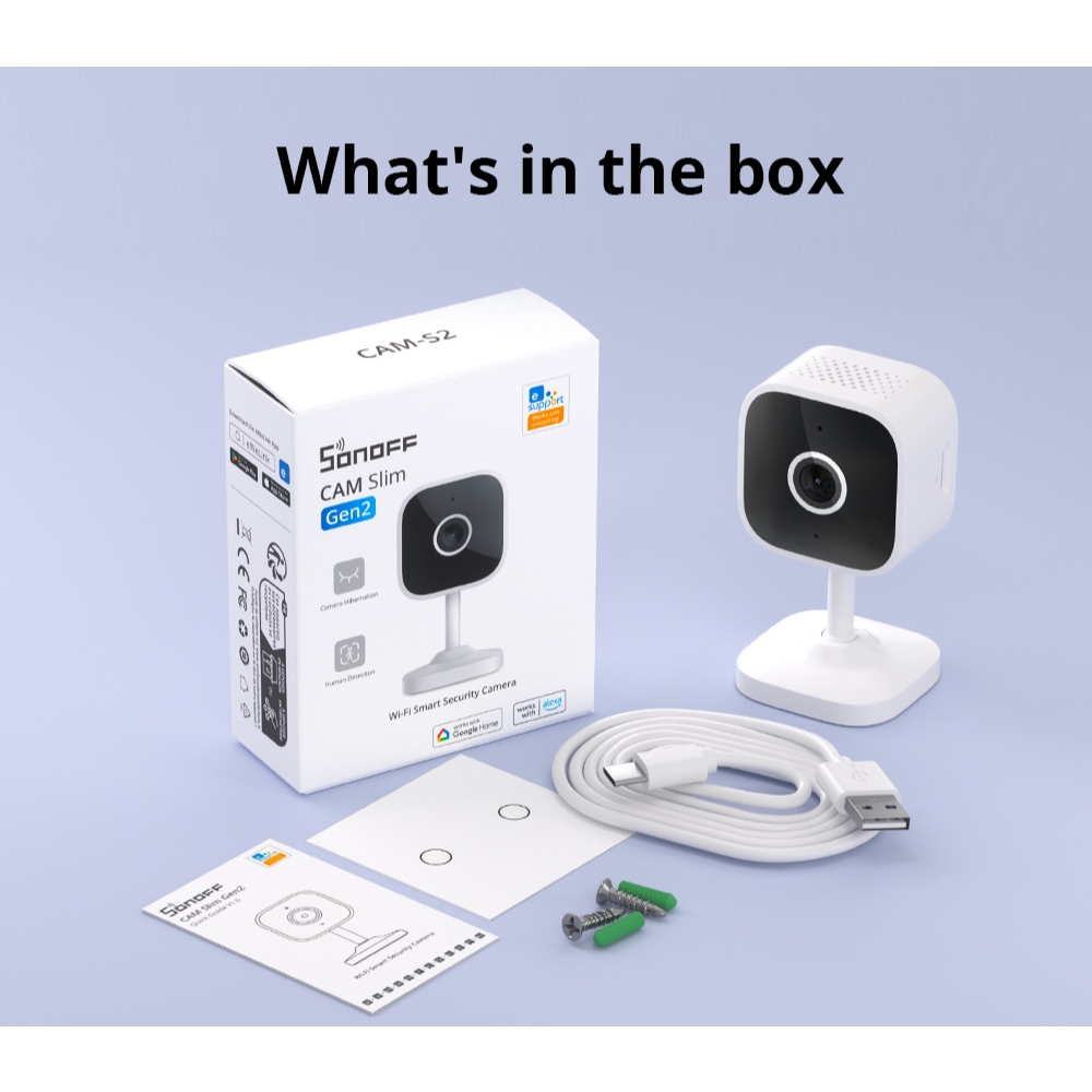Sonoff CAM-S2 กล้องรักษาความปลอดภัยอัจฉริยะ 1080P Human & Motion Detection Night Vision  ไม่รวม adaptor