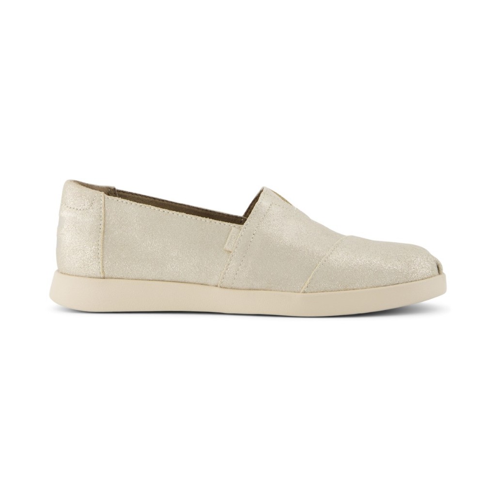 TOMS รองเท้าลำลองผู้หญิง สลิปออน รุ่น Alpargata Plus Champagne Metallic Suede (CG) รองเท้าลิขสิทธิ์แท้