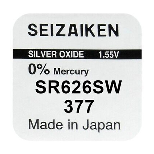 ถ่านนาฬิกา SEIZAIKEN Seiko 377, SR626SW 1.55V ของแท้ จำหน่ายยกกล่อง ( 1กล่อง จะมี 10 เม็ด)