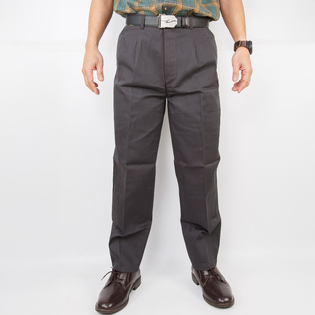 กางเกงขายาวผ้าแสล็คผ้าค็อตตอนคอม มีจีบ Nicman ทรงขากระบอก คุณลุงคุณตาชอบใส่