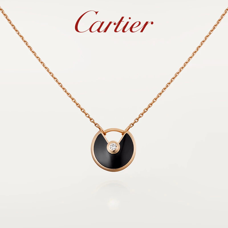 [คลังสินค้าพร้อมในราคาขาย] Cartier Cartier Amulet Series Rose Gold Gold Gemstone Diamond Necklace Pendant Clavicle Chain