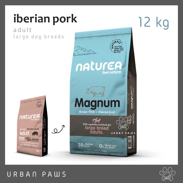 อาหารสุนัข Naturea Magnum - Iberian Pork สูตรเนื้อหมูไอเบริโกเสปน สำหรับสุนัขโต สายพันธุ์ใหญ่ ขนาด 12 kg