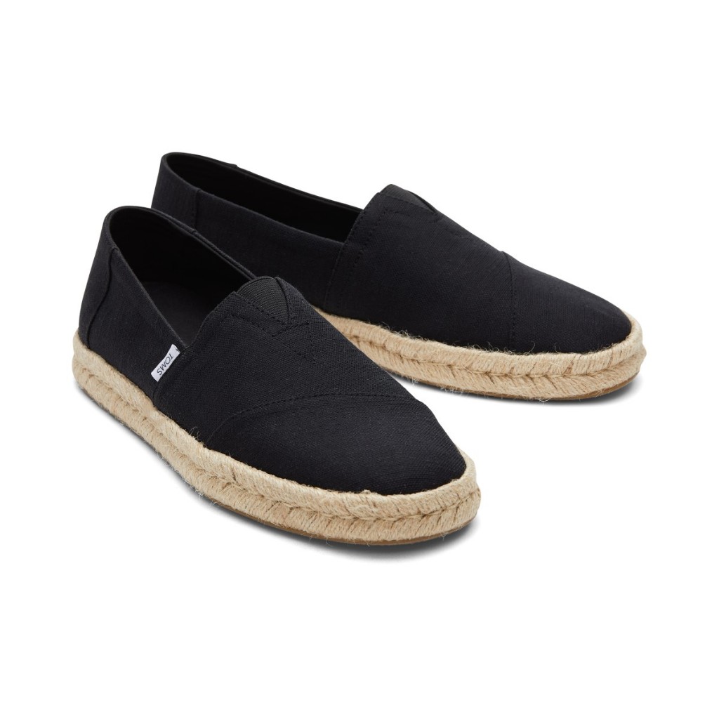TOMS รองเท้าลำลองผู้ชาย สลิปออน รุ่น Alpargata Rope 2.0 Black Recycled Cotton Slubby (CE) รองเท้าลิขสิทธิ์แท้