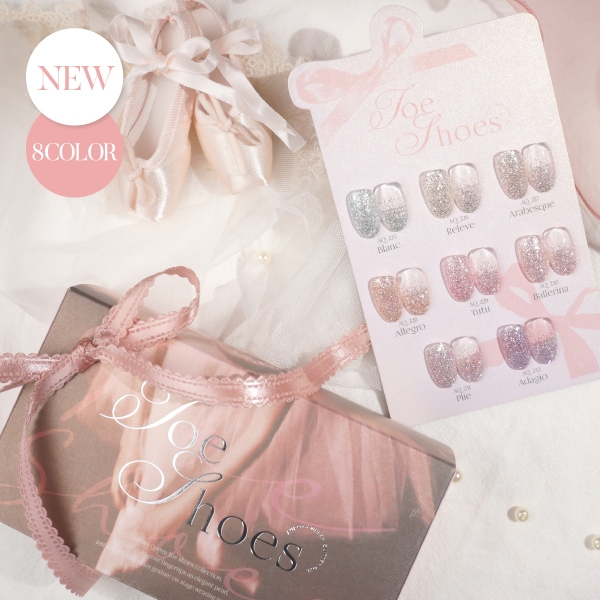 สีทาเล็บเจลกลิตเตอร์ ของแท้จากเกาหลี  TOE SHOES Collection by Aurora Queen DGEL KOREA (ยกเซต)