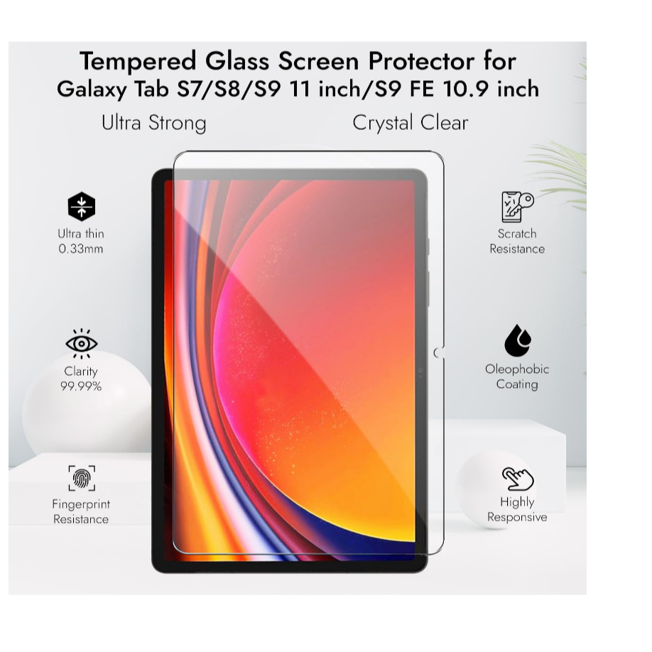 ฟิล์มกระจกนิรภัย เต็มจอ  For Tab S7/  Tab S8 /Samsung Galaxy Tab S9 / Samsung Galaxy Tab S9FE /Samsu
