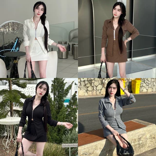 Setเสื้อซิปคู่กระโปรงกางเกง (ซซก2)