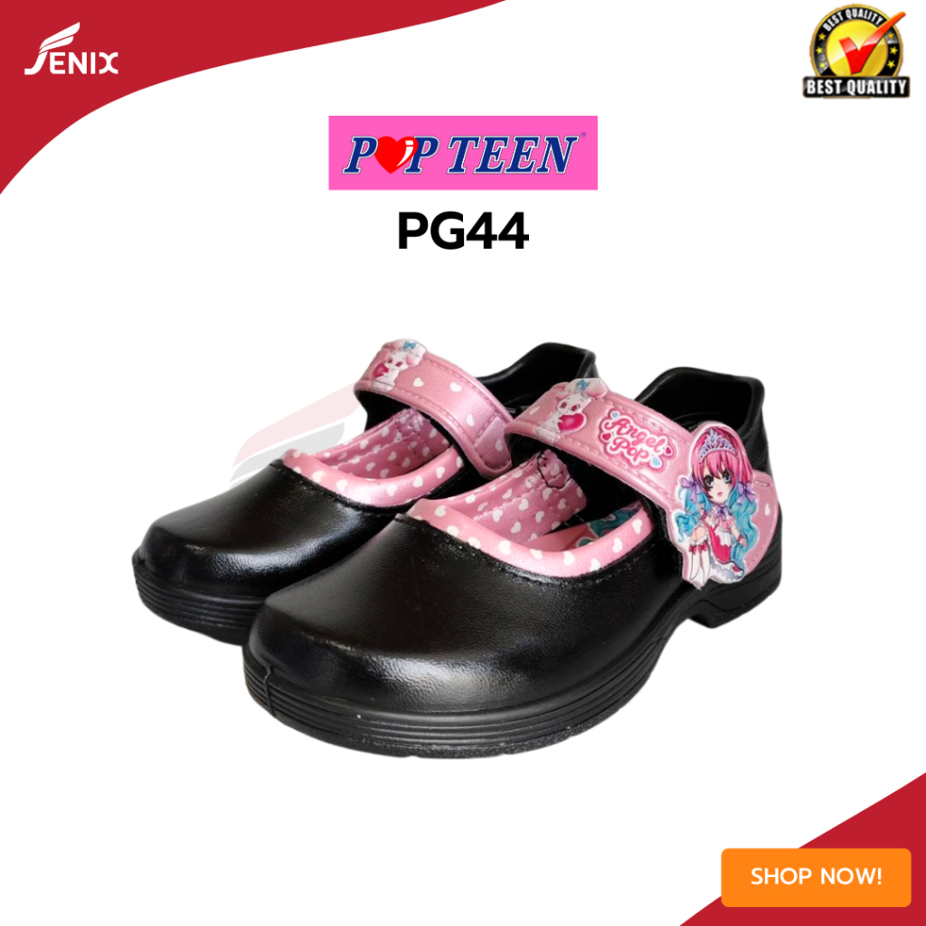 รองเท้านักเรียนอนุบาลหญิง สีดำ POPTEEN รุ่น Baby Pop (PG44) 26-32