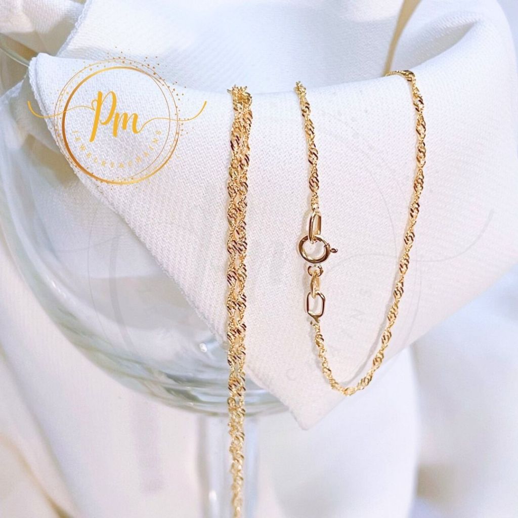 สร้อยคอทองแท้ PM ตะขอก้ามปู ทองคำแท้ 9k Italy (375) ลายดิสโก้ มีใบรับประกันจากทางร้าน