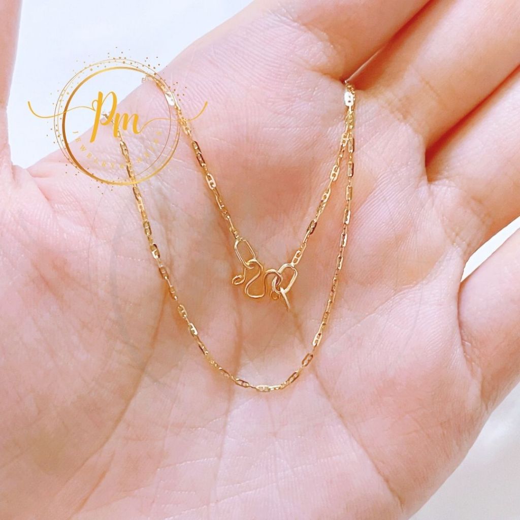 สร้อยคอทองแท้ PM ตะขอเอ็ม ทองคำแท้ 9k Italy (375) ลายกุชชี มีใบรับประกันจากทางร้าน