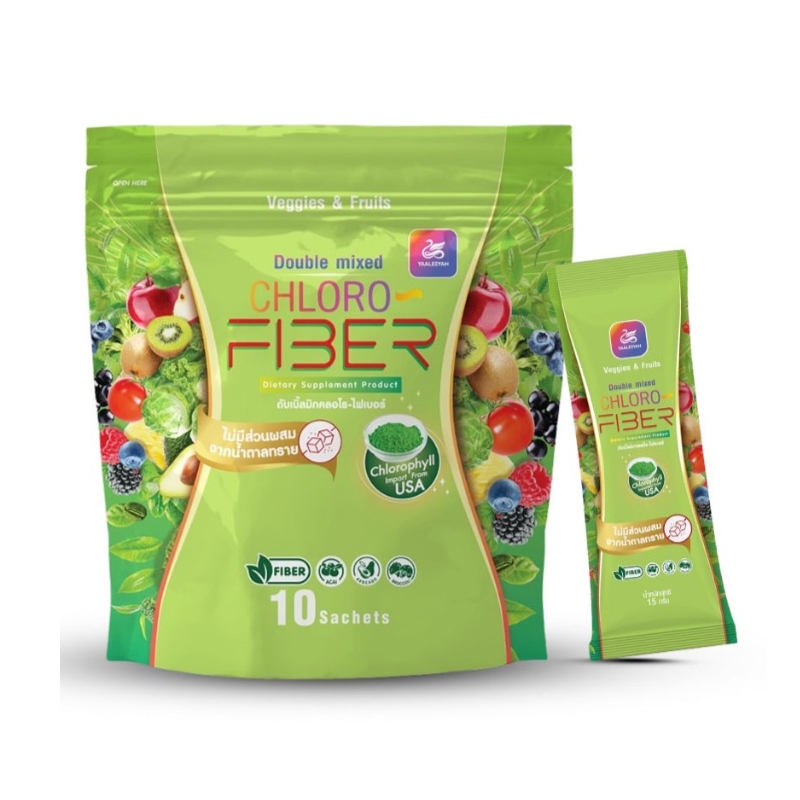 Chloro Fiber ดับเบิ้ลมิกคลอโร-ไฟเบอร์ ญาลีญ่า ธัญญ่า ดีท้อคซ์ ขับล้างสารพิษ 1 ห่อมี 10 ซอง