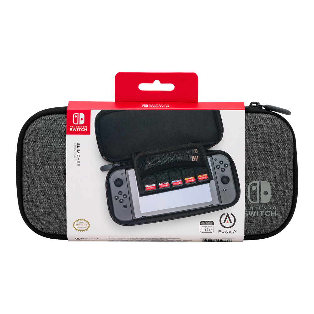 PowerA Slim Case for Nintendo Switch - OLED Model, Nintendo Switch or Nintendo Switch Lite – Charcoal