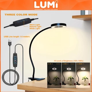 LUMi โคมไฟตั้งโต๊ะ LED แสงขาวปรับได้ 3 ระดับ Table lamp โคมไฟเสริมความงาม usb โคมไฟต่อขนตา พร้อมแคลมป์ ปรับระดับได้