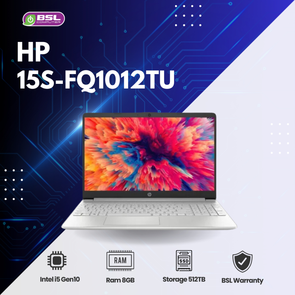 HP 15s-fq1012TU CPU i5 gen 10 / 8GB / SSD 512GB หน้าจอใหญ่ เต็มตา มี Numpad USED Laptop โน๊ตบุ๊คมือส