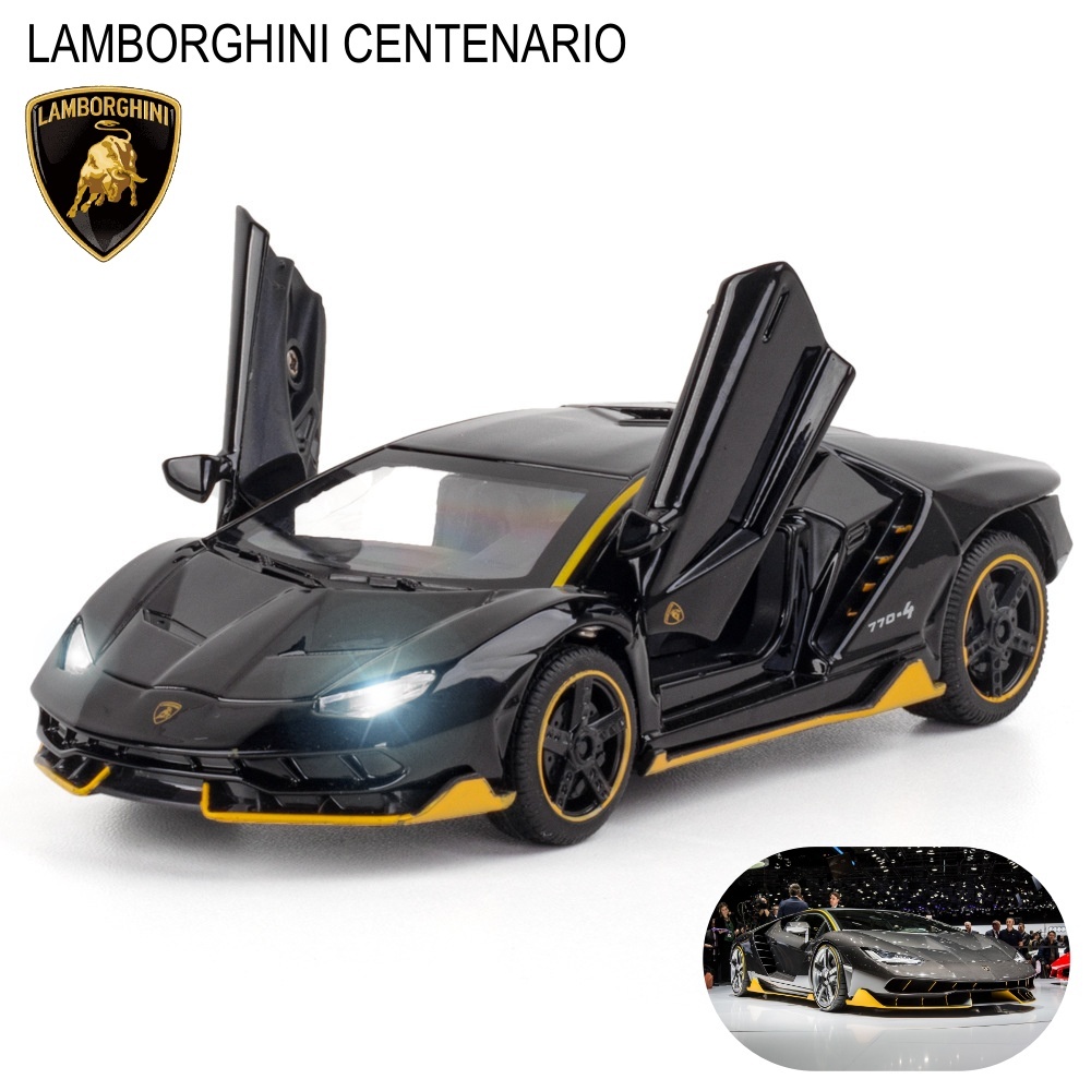 โมเดลรถเหล็ก แลมโบ CENTENARIO สเกล1/32 เปิด-ปิดประตูได้ ไม่ไฟมีเสียง ล้อยาง มีลานวิ่งได้ โมเดลรถ ลัมโบร์กินี 3224B-1 #