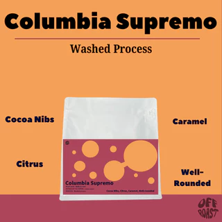 Offroast เมล็ดกาเเฟโคลอมเบียคั่วอ่อน/กลาง/เข้ม Columbia Supremo