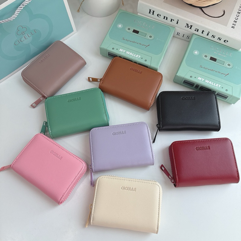 8 สี พร้อมกล่อง กระเป๋าสตางค์ CICELLE ของแท้✅ คล้องคอ น้องเทป📼 พร้อมสายคล้อง ถอดได้ 8021