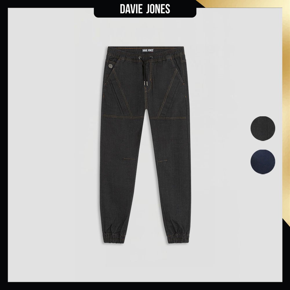 DAVIE JONES กางเกงจ็อกเกอร์ เอวยางยืด Elastic Waist Joggers GP0149 สีกรมเข้ม กรม