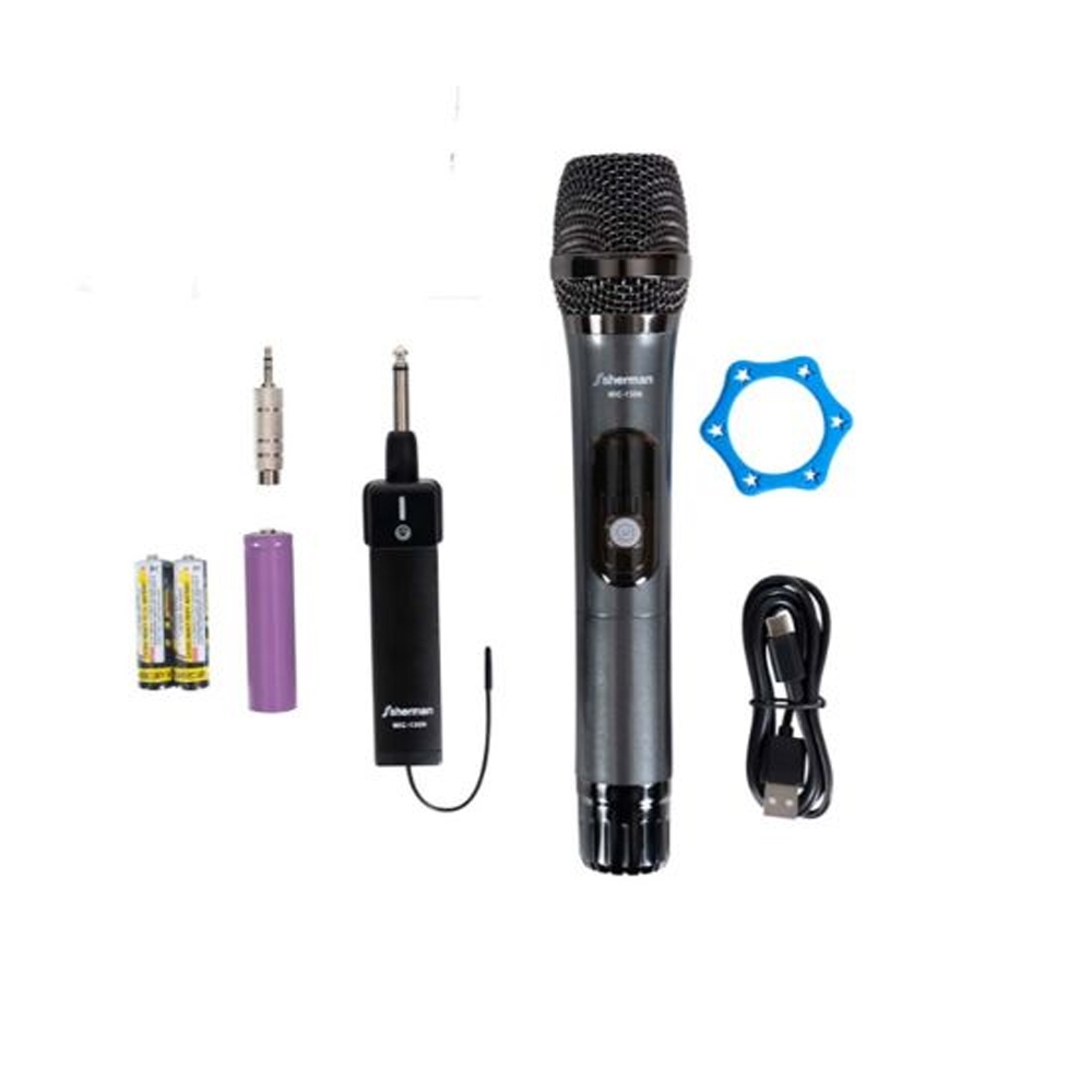 ไมโครโฟนไร้สาย ไมค์เดี่ยว  ตัวไมโครโฟนหน้าจอ LED สีฟ้า Sherman  รุ่น MIC-130N