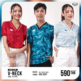 GRAND SPORT เสื้อคอวีทอ+เส้นกุ๊นสีตัดต่อ รหัส : 072091