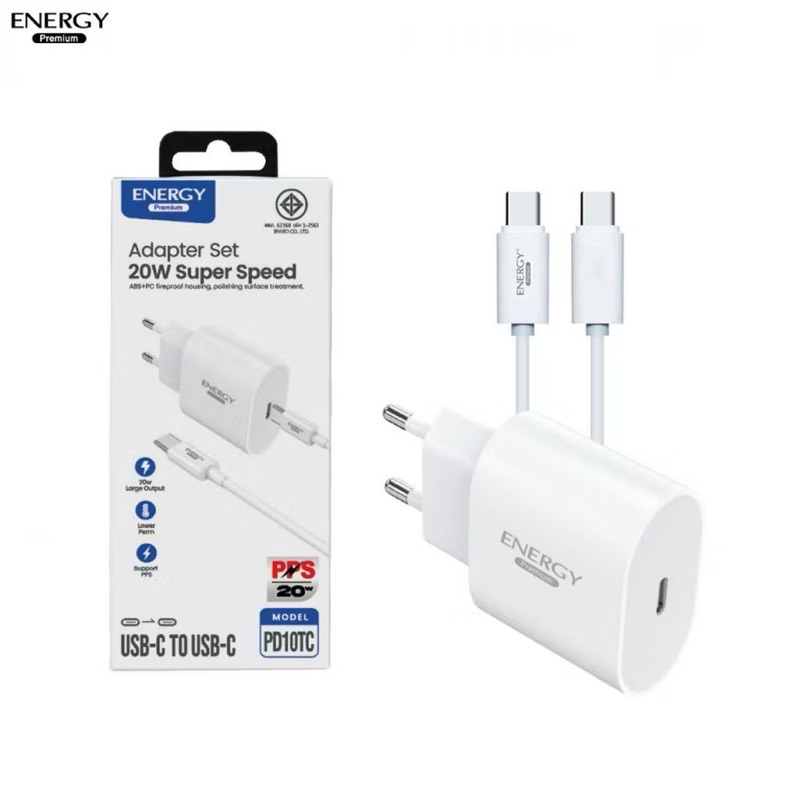 Energy premium อแดปเตอร์ & สายชาร์จ 20W for Type c & IPชาร์จไว