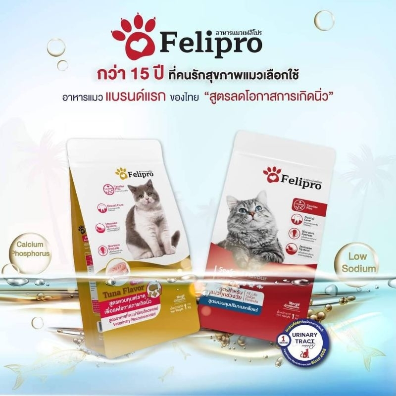 ขับปัสสาวะ นิ่ว เฟลิโปร Felipro มี 4 สูตรนะ มีทั้งสูตรใหม่ Indoor และแซลมอน  ถุงแบ่งจากโรงงาน 1kg.