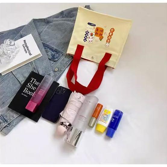 Fashion กระเป๋าถือ ผ้าแคนวาส ลายการ์ตูน น่ารักๆ  สไตล์เกาหลี มี2ขนาดให้เลือก พร้อมส่งจากไทย B-860
