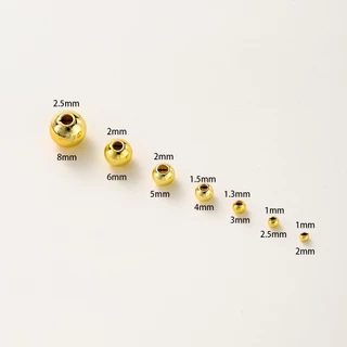 100 ชิ้น ลูกปัดทองแดง ชุบทอง 18K สําหรับสร้อยข้อมือ DIYลูกปัด 2/2.5/3/4/5/6/8mm
