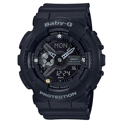 Baby-G นาฬิกาข้อมือผู้หญิง สายเรซิ่น สีดำ รุ่น BA-135DD,BA-135DD-1A