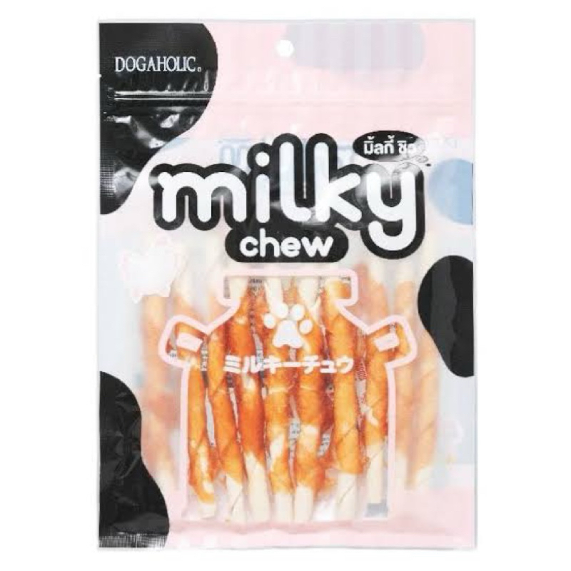 Dogaholic Milky chew 10 ชิ้น ขนมสุนัข ไก่พันไวท์สติ๊ก ขนาด5นิ้ว