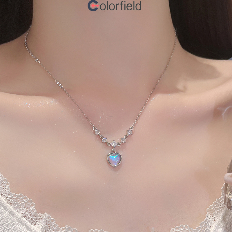 Colorfield สร้อยคอโซ่  เพทาย จี้รูปหัวใจ แฟชั่นทันสมัย สําหรับผู้หญิง หรูหรา ไม่จางหาย เหมาะกับของขวัญวันเกิด สําหรับแฟน