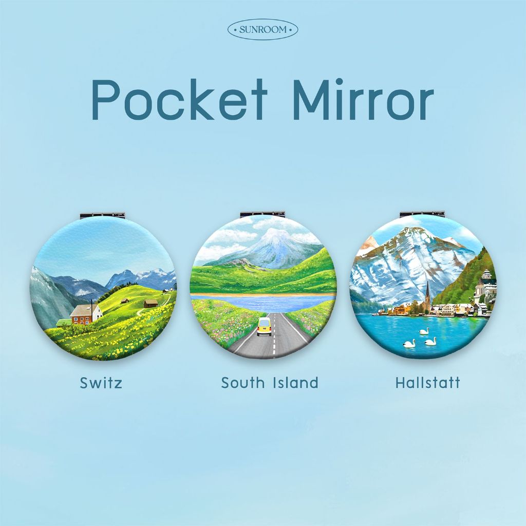 กระจกตลับ 2 ด้าน พิมพ์ลายวิวธรรมชาติ Pocket Mirror Designed by SUNROOM