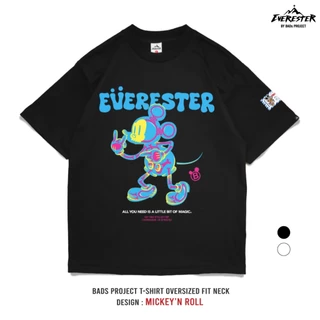 EVERESTER เสื้อยืด เสื้อคอฟิต Heavy Cotton เสื้อผู้ชาย Oversize Mickey N Roll ดำ เสื้อผ้าผู้ชาย EXP