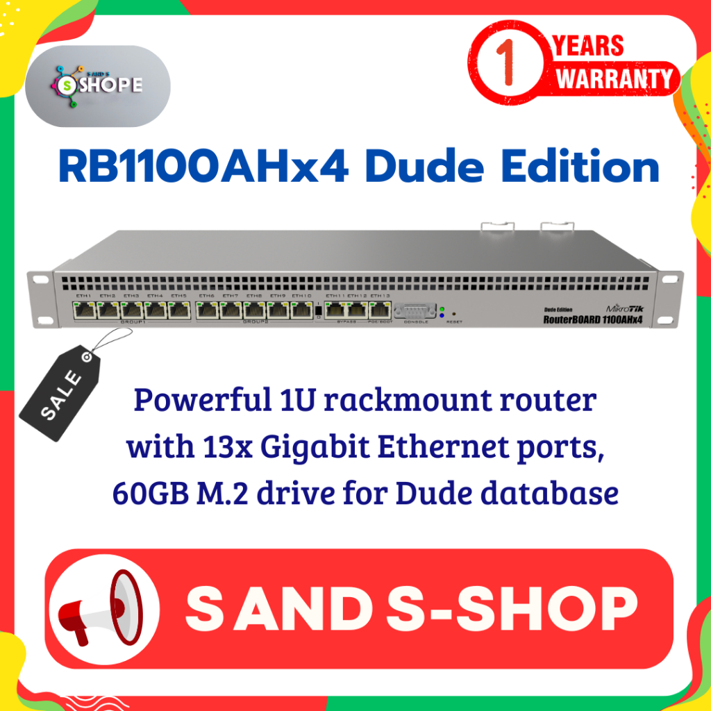 Mikrotik RB1100AHx4 Dude Edition⚡️ส่งไว⚡️รับประกัน 1 ปี⚡️ออกใบกำกับภาษีได้⚡️🔥สั่งซื้อได้เลย🔥