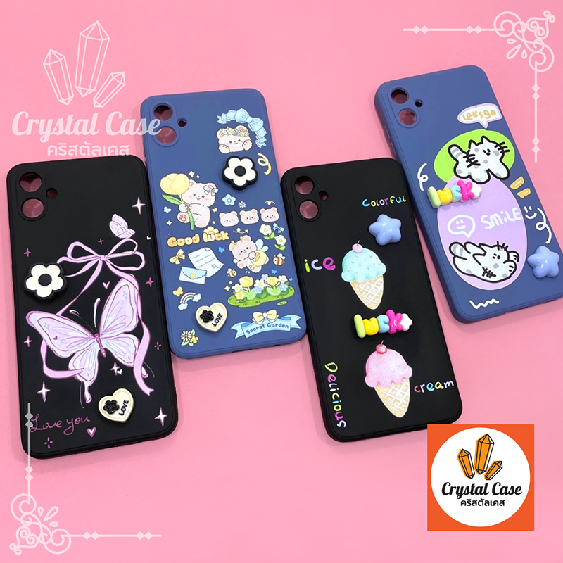 Realme5 C53 C63 Note 60 Xiaomi  Redmi14C A3 Note13(5G) Note13Pro  เคสมือถือนิ่ม TPU กันเลนส์กล้องลายการ์ตูนติดอะไหล่นูนน