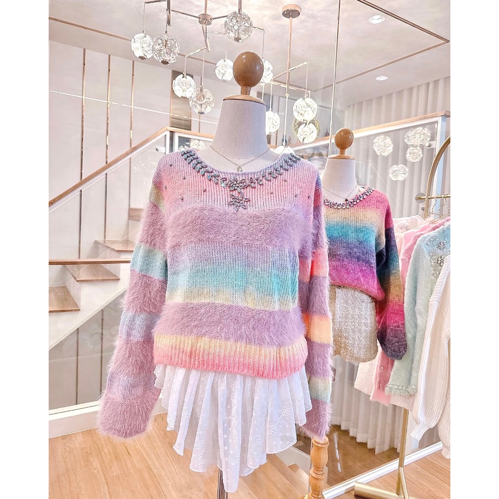ไหมพรมนุ่มม แต่งโบว์ลูกปัดเพชร [Rs0144]