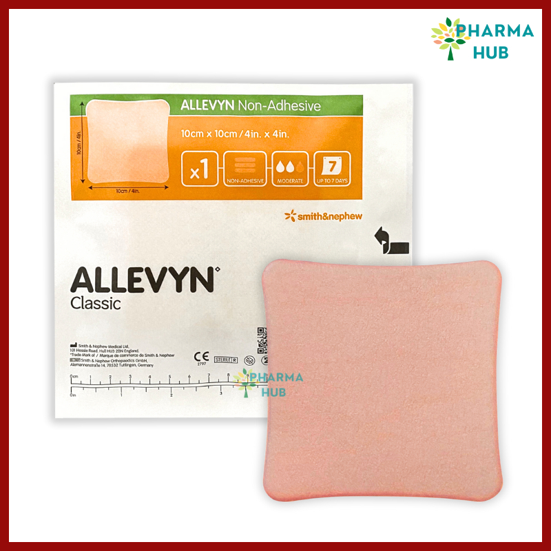 Allevyn Non-Adhesive ขนาด 10x10 ซม. แผ่นแปะแผลกดทับ ชนิดไม่มีกาว แผ่นโฟมปิดแผล อัลลีวิน (1 แผ่น/ซอง)