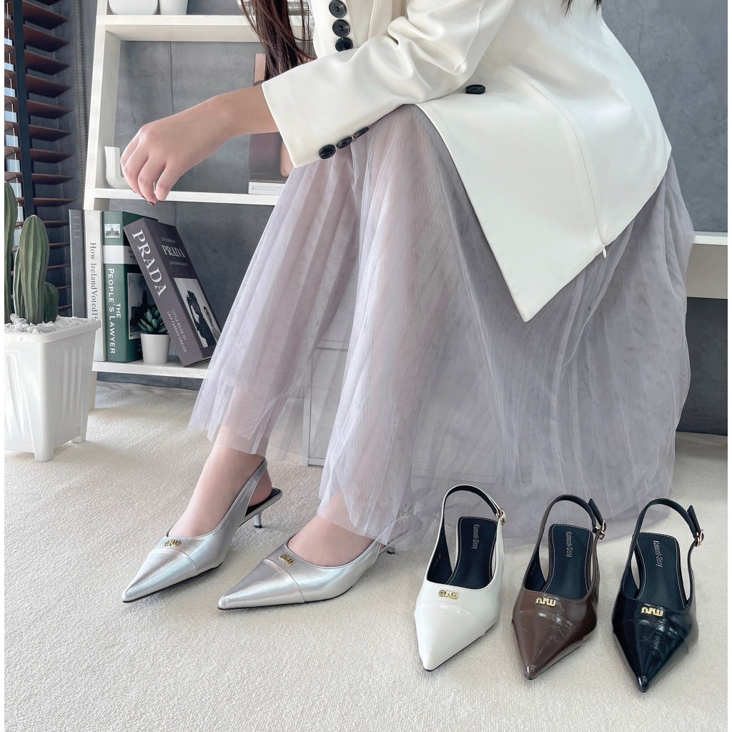 รองเท้ารัดส้น  หัวแหลมHigh Heels ส้นสูง 1นิ้ว รองเท้าKaimook sissy 3770-9