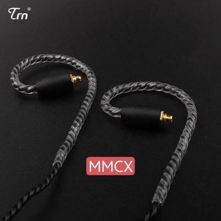 TRN สายหูฟังแบบถักสีดำ อัพเกร็ดเสียง มีไมค์ ขั้ว 2 pin /mmcx หัวแจ๊ค 3.5mm แข็งแรงทนทาน