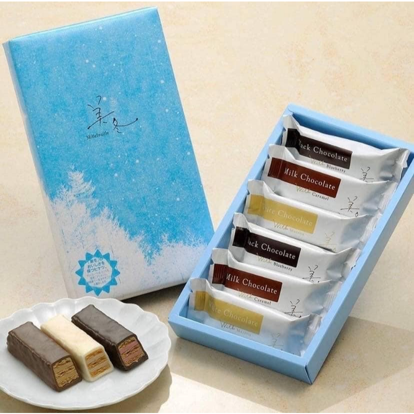 Ishiya Mifuyu Millefeuille จากฮอกไกโด มิลล์เฟยซึ่งทำจากแป้งพายแผ่นบาง ๆ สอดไส้ด้วยรสต่าง ๆ