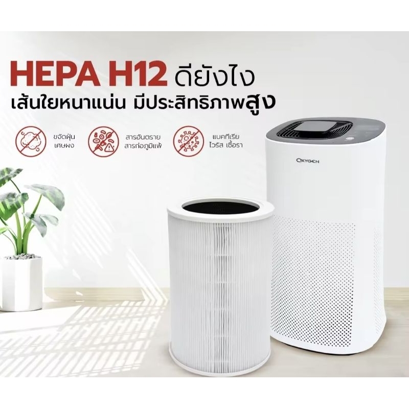 Oxygen เครื่องฟอกอากาศ เหลือ1999ส่งฟรีใส้กรองเกรด12 รุ่น AP-005 ขนาด 50 ตรม. Air Purifier กรองฝุ่น P